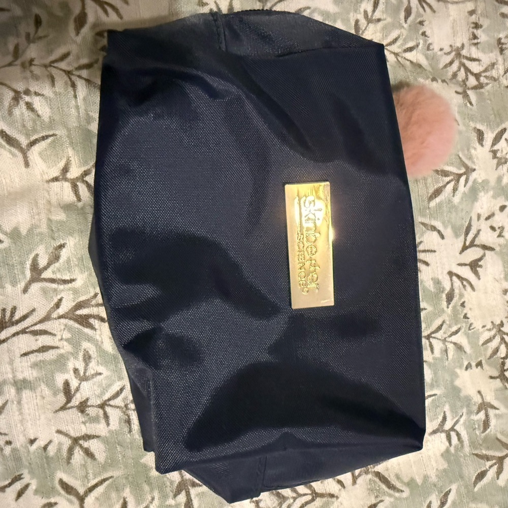 Navy Cosmetic Bag with Gold Accent - Picture 4 of 5